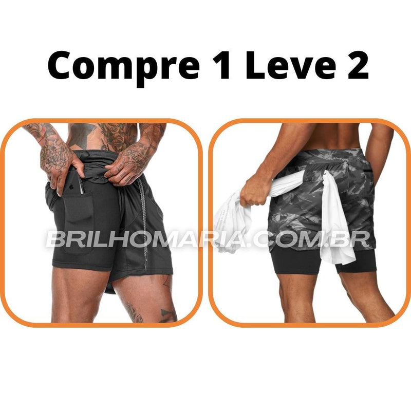 Short Profit® dupla camada COMPRE 1 LEVE 2 - blackatitudea