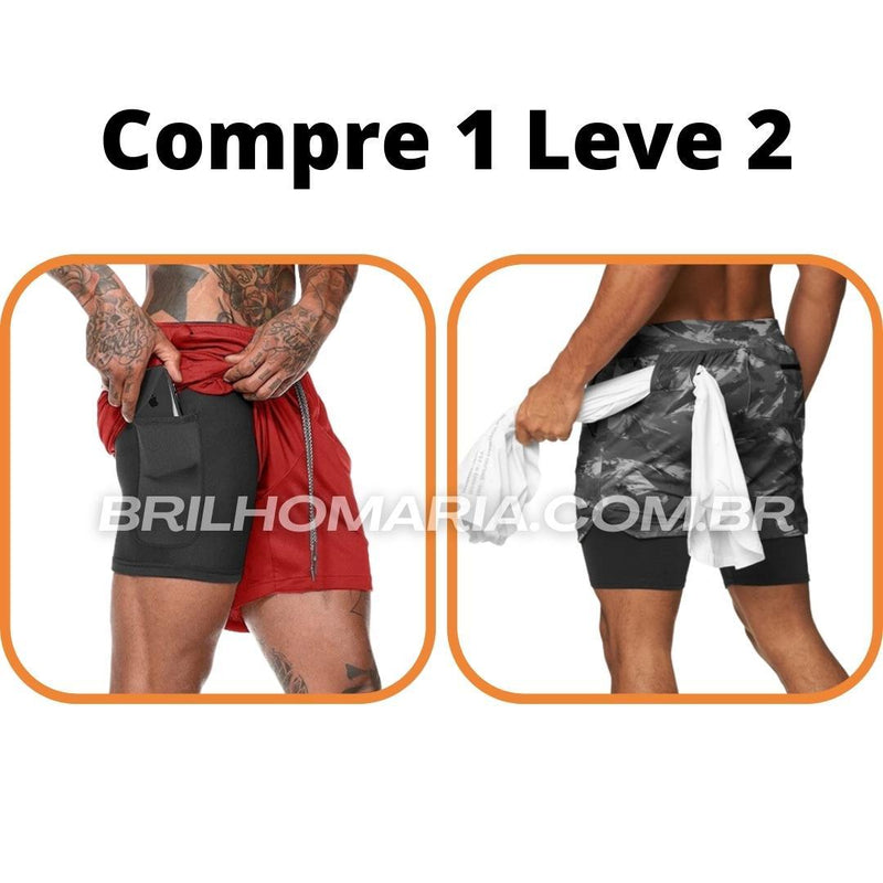 Short Profit® dupla camada COMPRE 1 LEVE 2 - blackatitudea