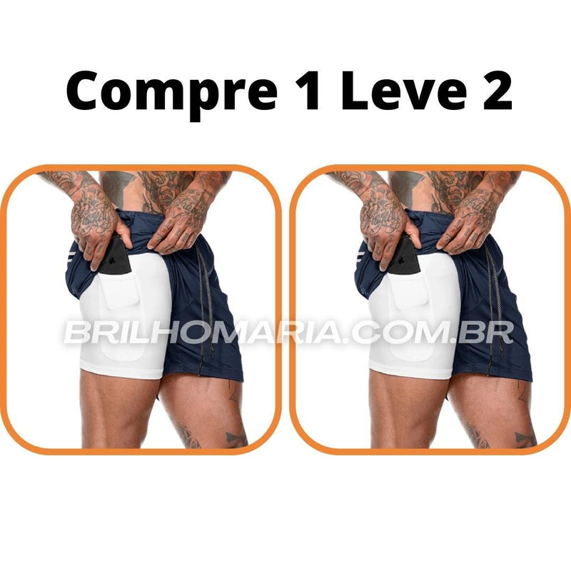 Short Profit® dupla camada COMPRE 1 LEVE 2 - blackatitudea