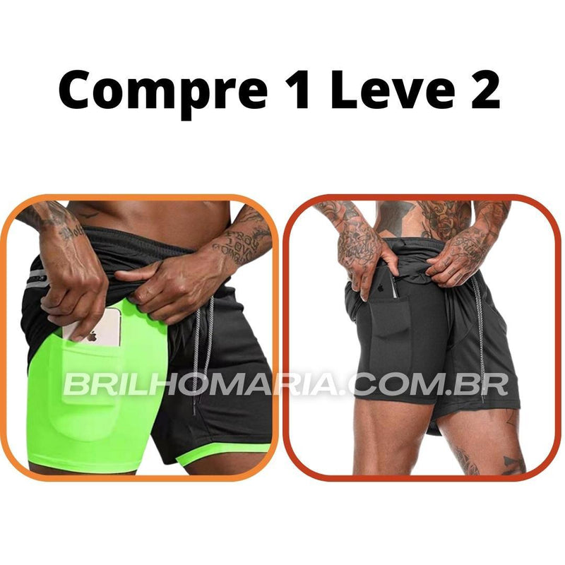 Short Profit® dupla camada COMPRE 1 LEVE 2 - blackatitudea