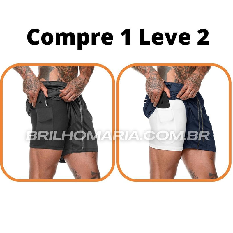 Short Profit® dupla camada COMPRE 1 LEVE 2 - blackatitudea